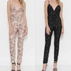 Sequin Jumpsuit - Nude