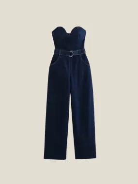 Sheryl Strapless Denim Jumpsuit