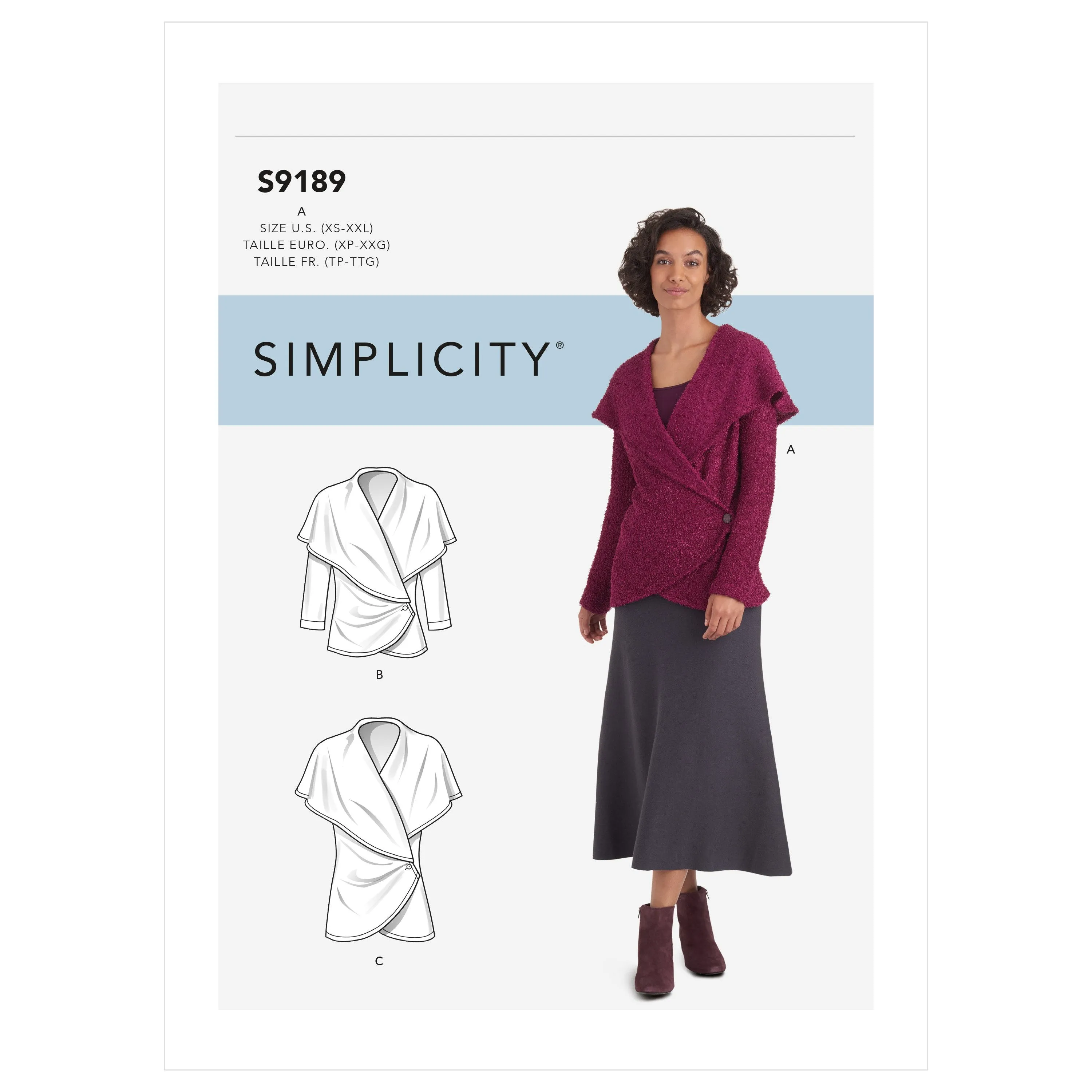 Simplicity 9189 Misses' Knit Wrap Jacket Sewing Pattern