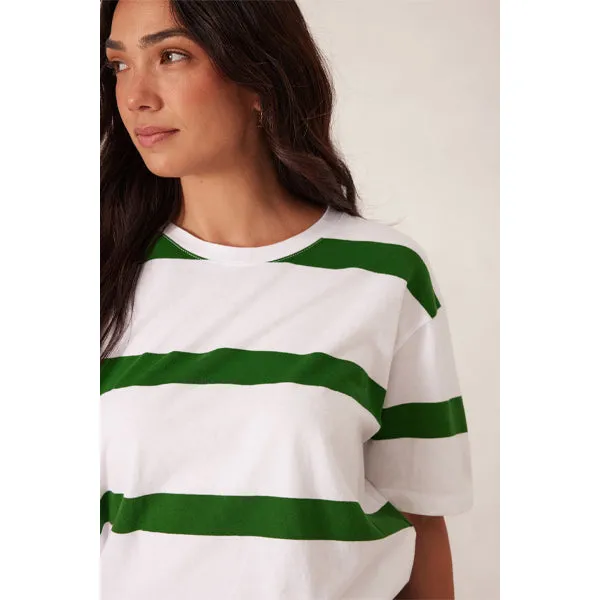 Slouchy Split Hem - Winter Green Bold Stripe