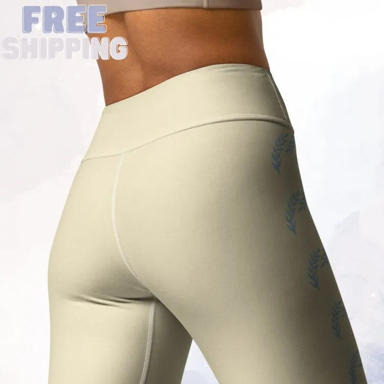 Soft Yellow and Blue Side Detail Yoga Dance Comfy Leggings