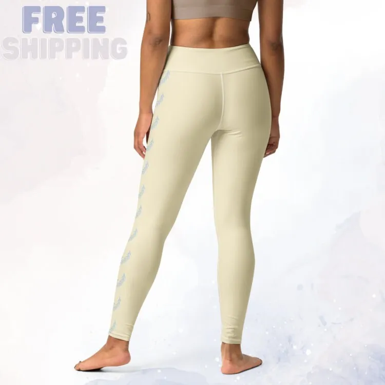 Soft Yellow and Blue Side Detail Yoga Dance Comfy Leggings