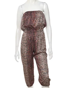 Strapless Animal Print Jumpsuit - M