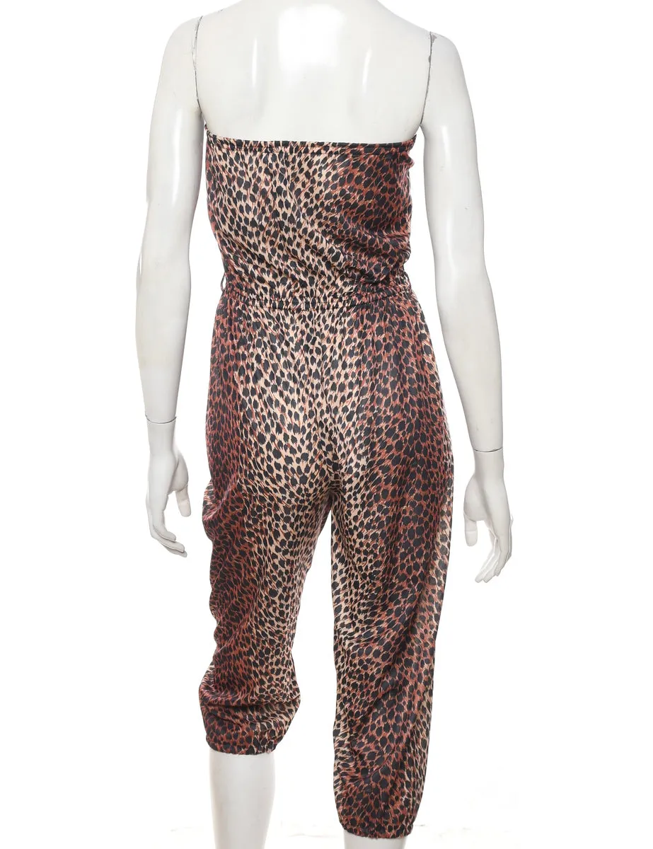 Strapless Animal Print Jumpsuit - M