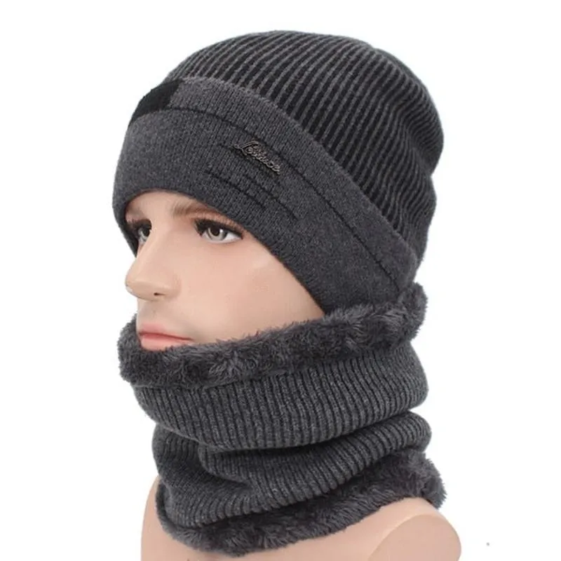 Striped Beanie with Optional Neck Pullover