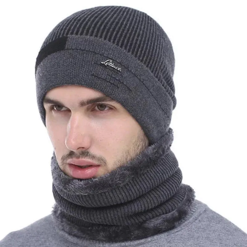 Striped Beanie with Optional Neck Pullover