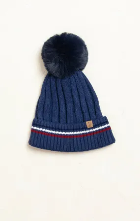 Striped Navy Beanie