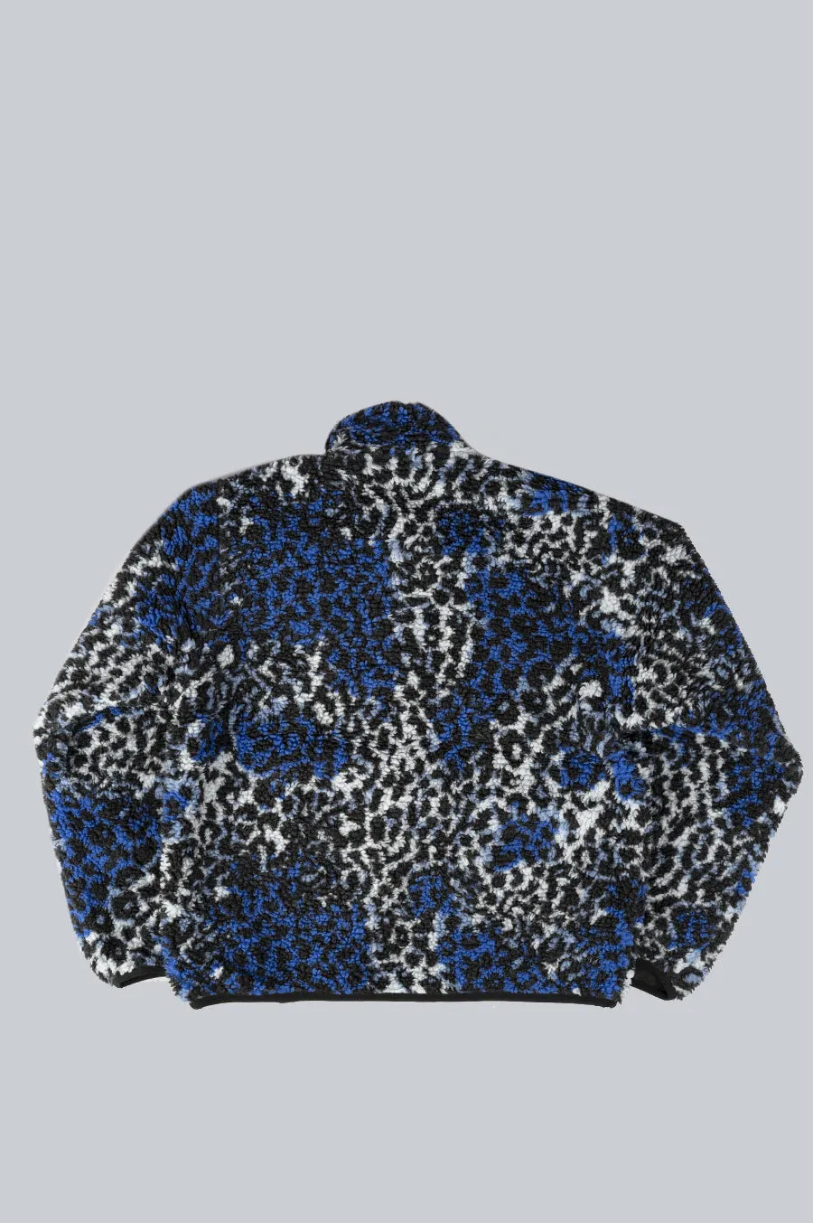 STUSSY SHERPA REVERSIBLE JACKET BLUE LEOPARD