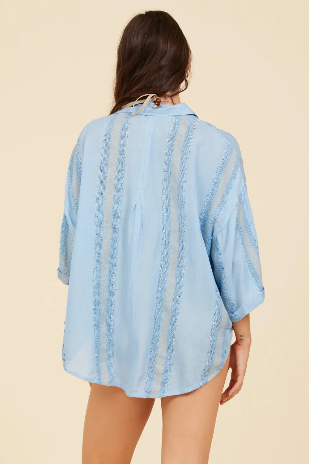 Surf Gypsy Tonal Textured Button Up Top