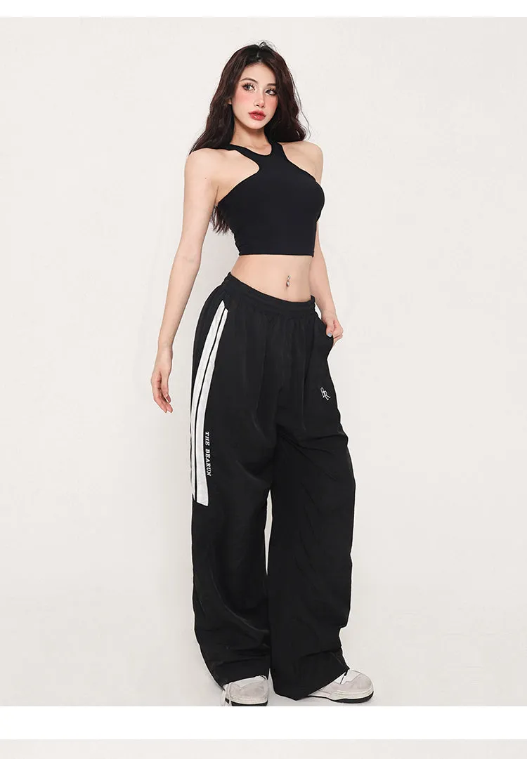 Tatia Solid Color Slim Halter Sleeveless Cropped Top