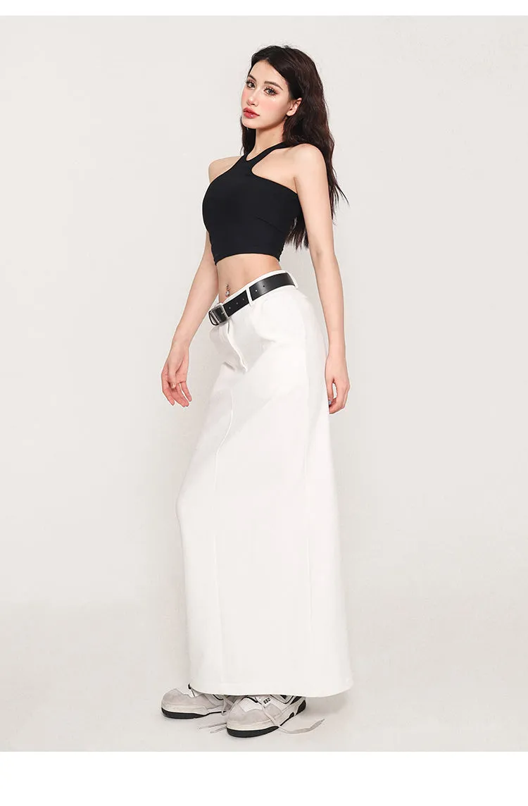 Tatia Solid Color Slim Halter Sleeveless Cropped Top