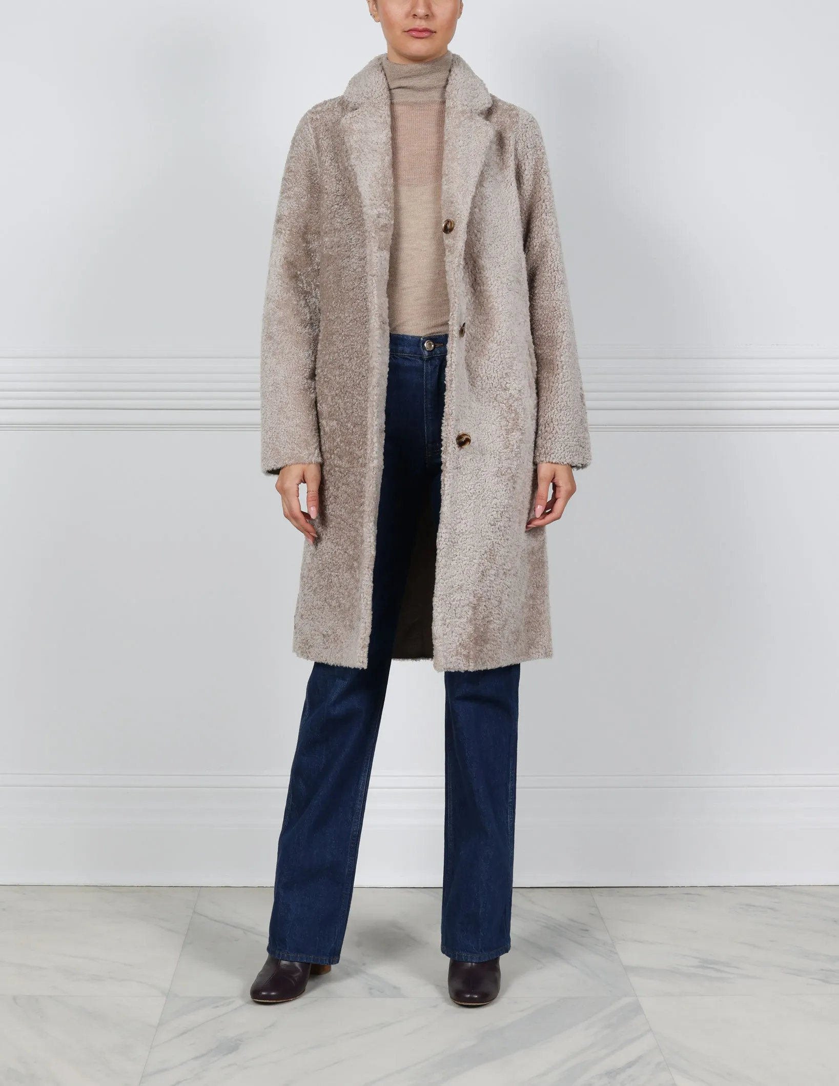 The Landen Button Down Shearling Coat