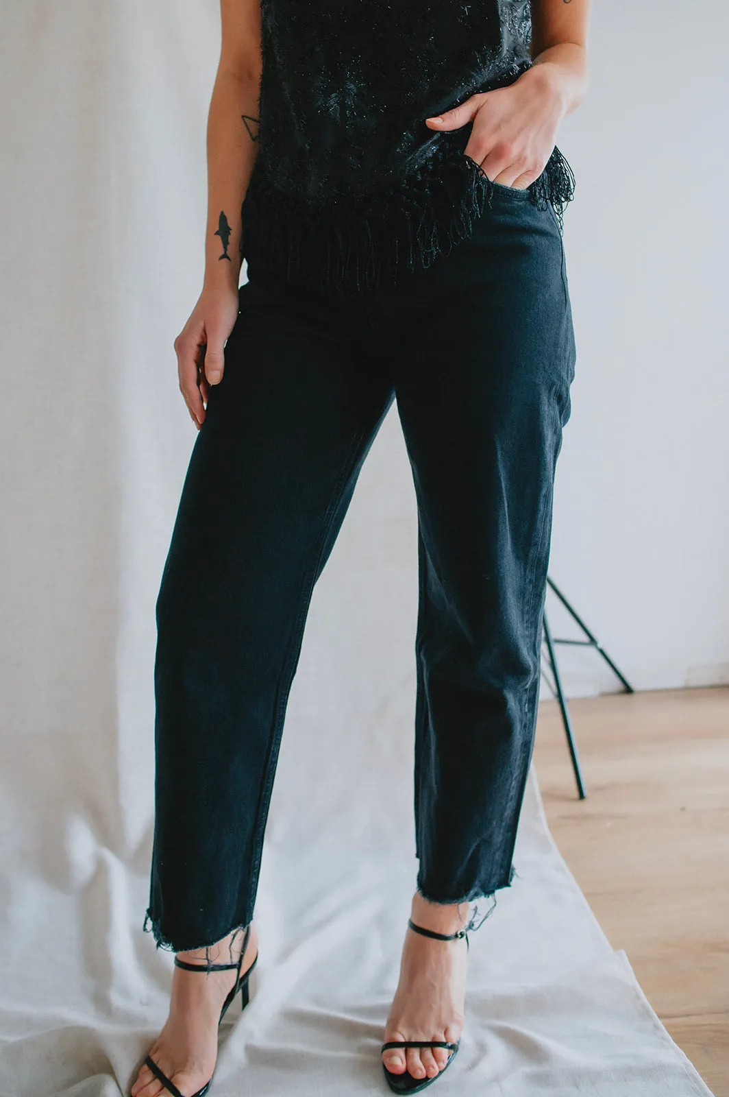 The Tyler Vintage Straight Crop Denim by ÉTICA - Black Rock