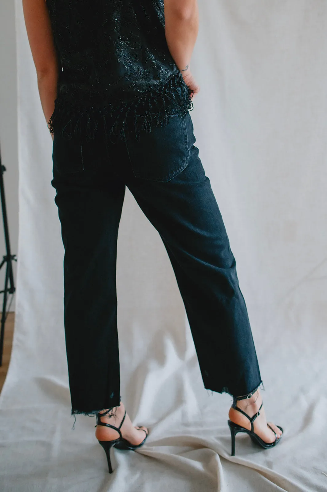 The Tyler Vintage Straight Crop Denim by ÉTICA - Black Rock