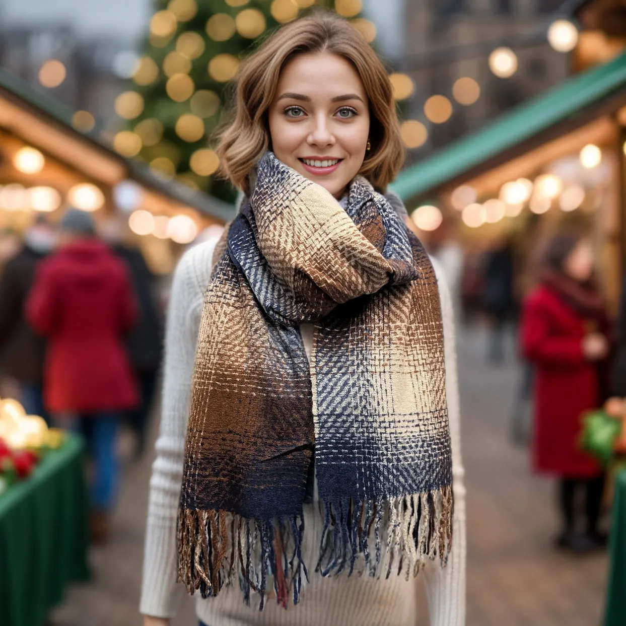 Thick Check Tartan Scarf