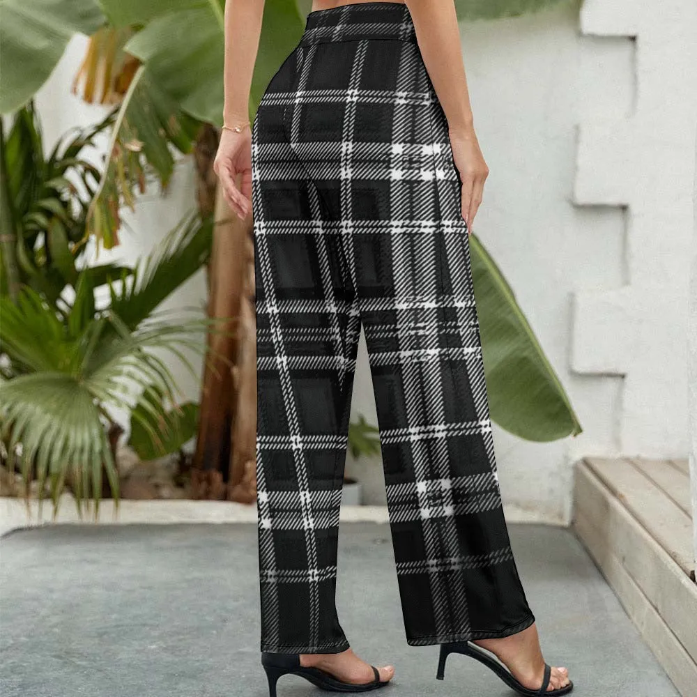 TRP Twisted Patterns 06: Digital Plaid 01-06A Ladies Designer High Waist Wide Leg Pants