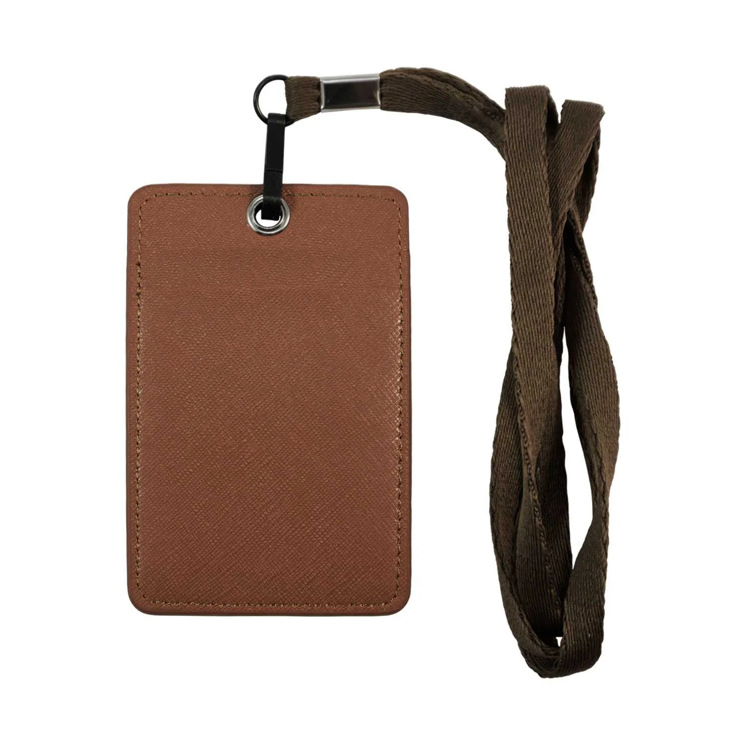 Unisex ID & Credit Cards Holder Wallet with Lanyard - Brown