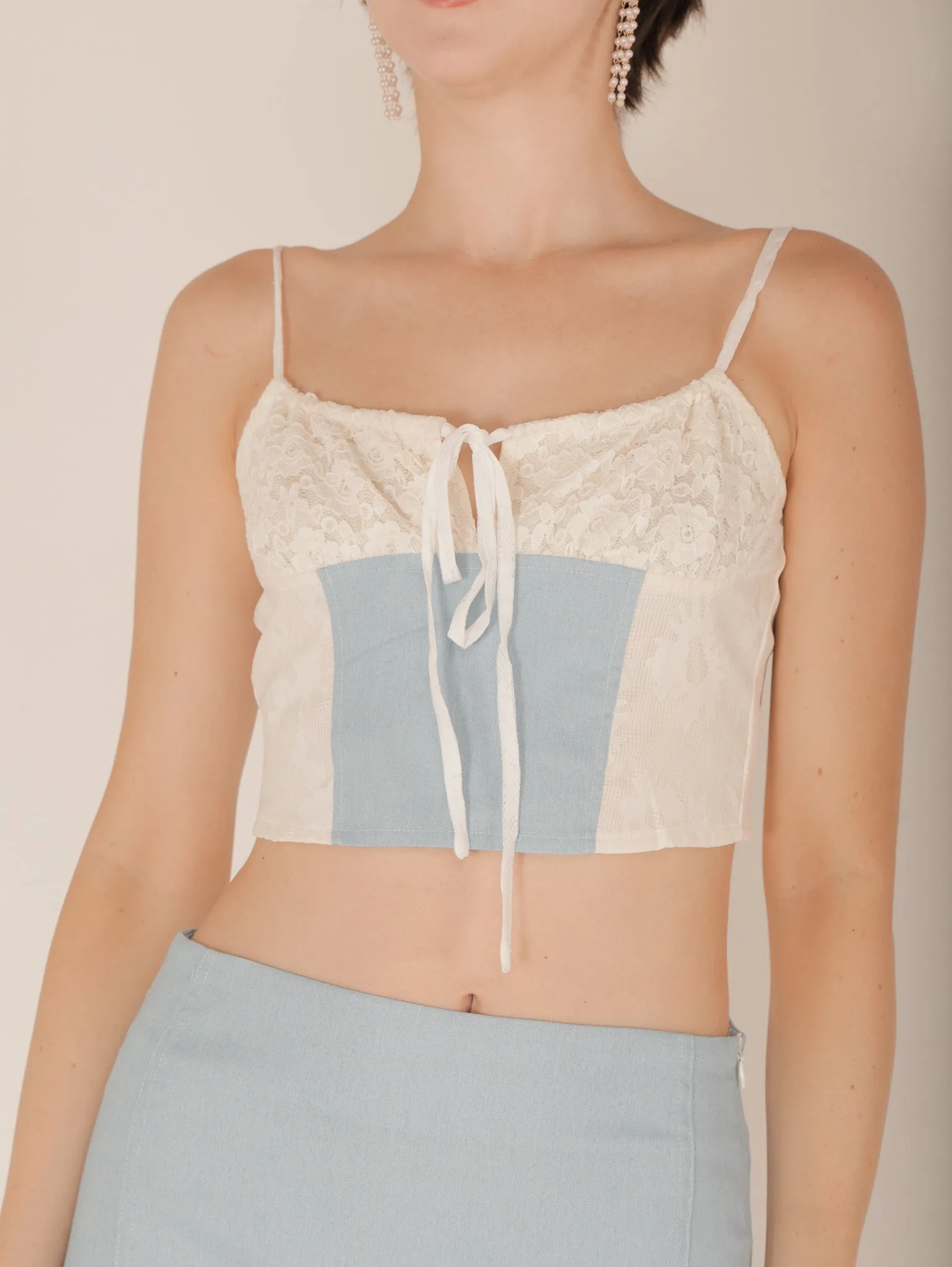 Val Denim Lace Bustier