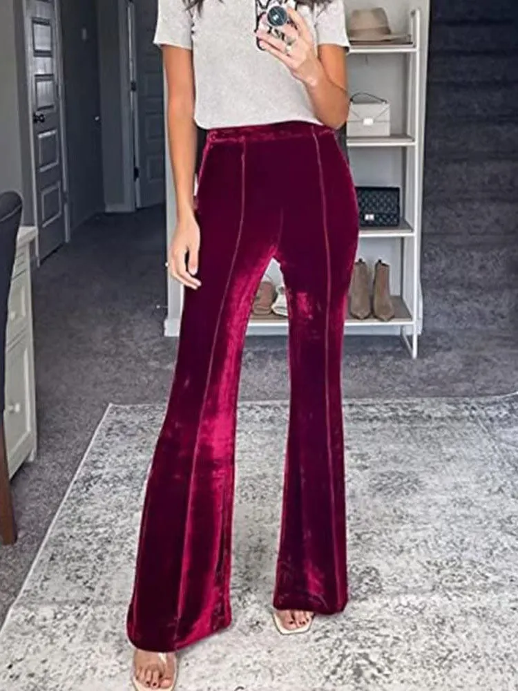 Velvet FlAre High Waist Long Pants