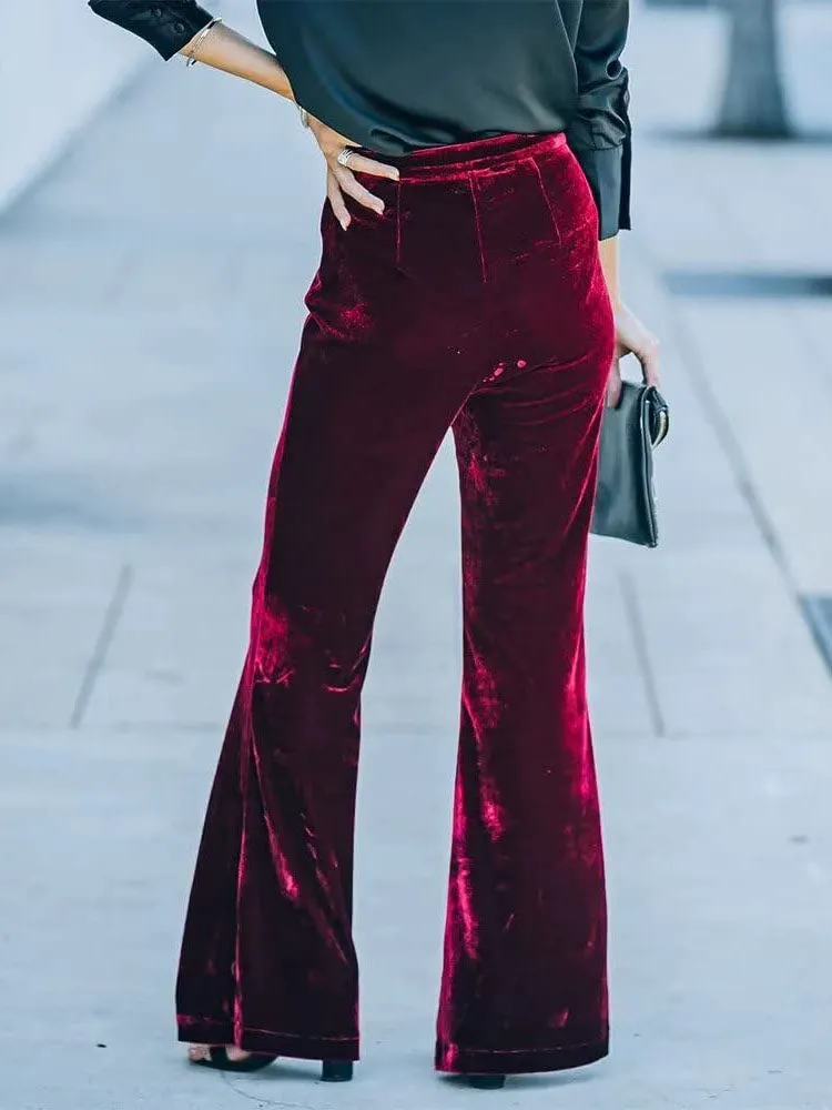 Velvet FlAre High Waist Long Pants