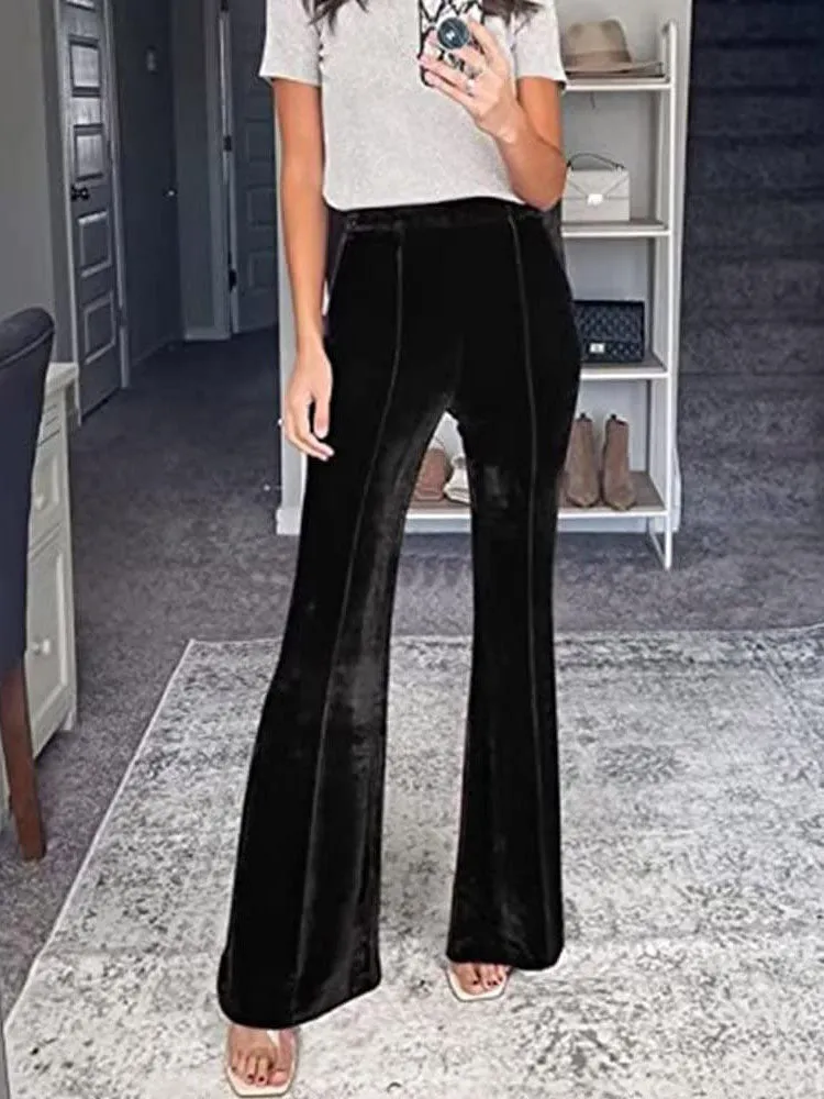 Velvet FlAre High Waist Long Pants