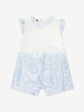 Versace Baby Boys Barocco Logo Romper in Blue