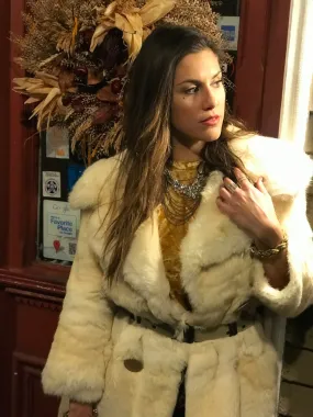 Vintage White Rabbit Fur Coat