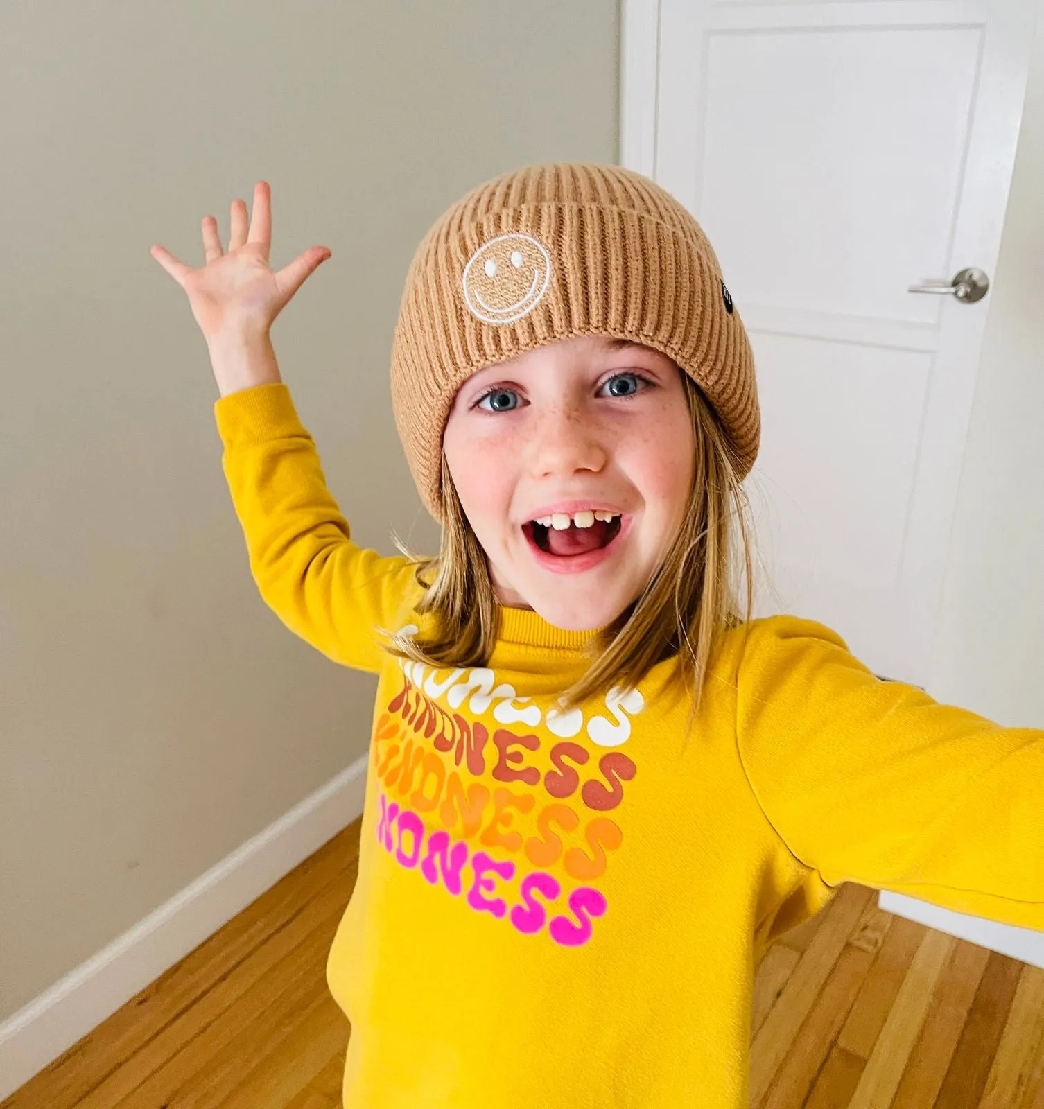 Wheat Smiley Beanie