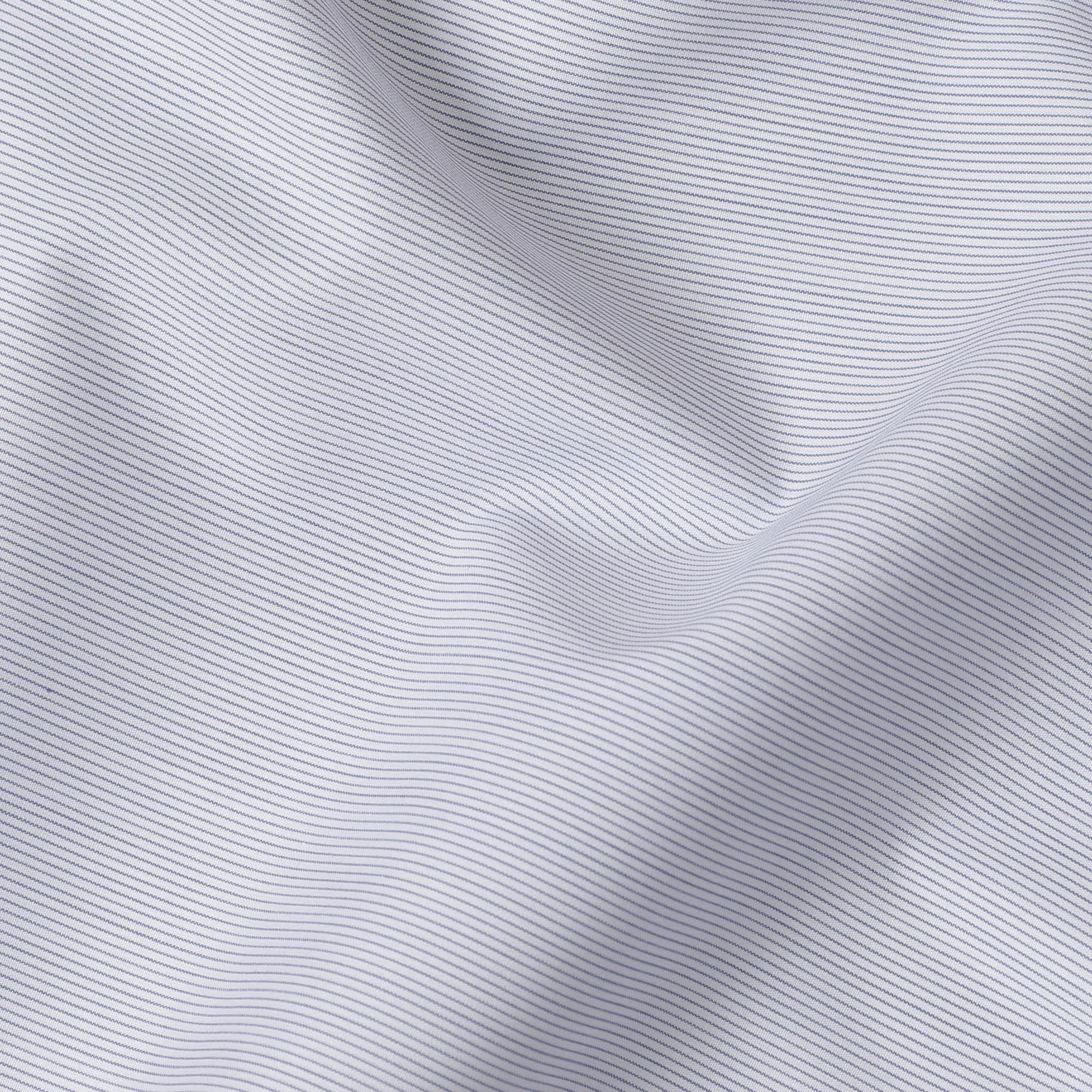 White Premium pure 100% Swiss cotton shirting fabric with blue stripe design-D14680