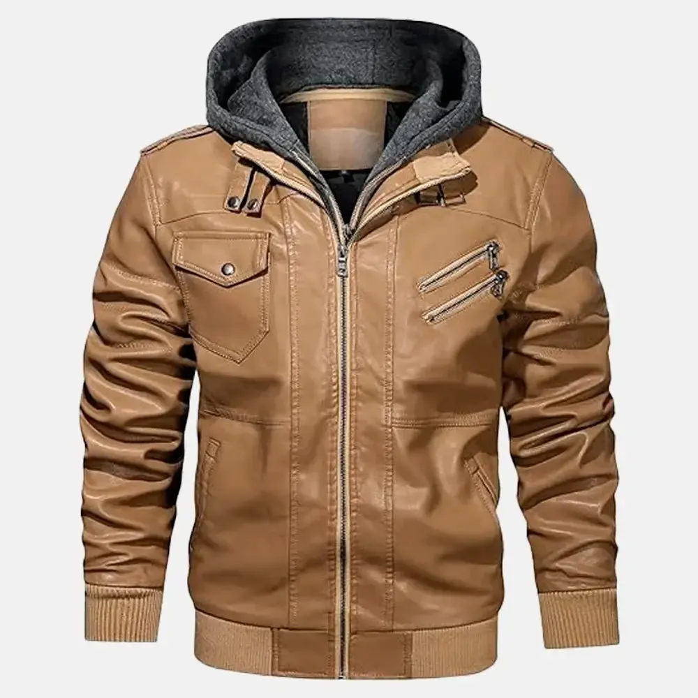 Wilderness Removable Hooded Leather Jacket