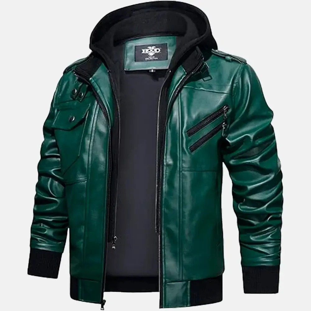 Wilderness Removable Hooded Leather Jacket