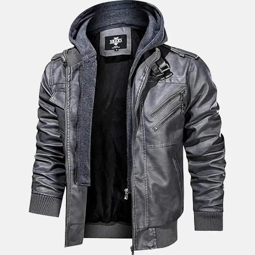 Wilderness Removable Hooded Leather Jacket