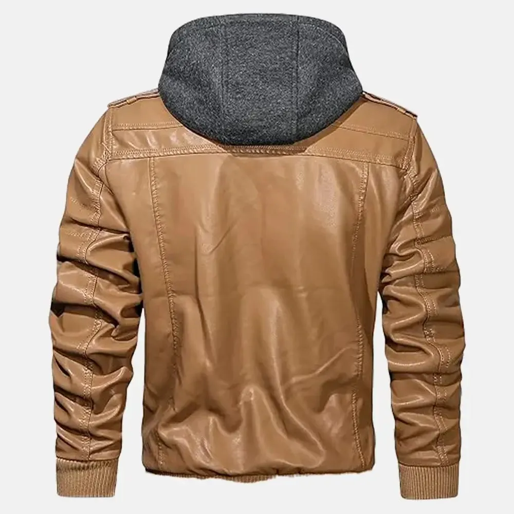 Wilderness Removable Hooded Leather Jacket