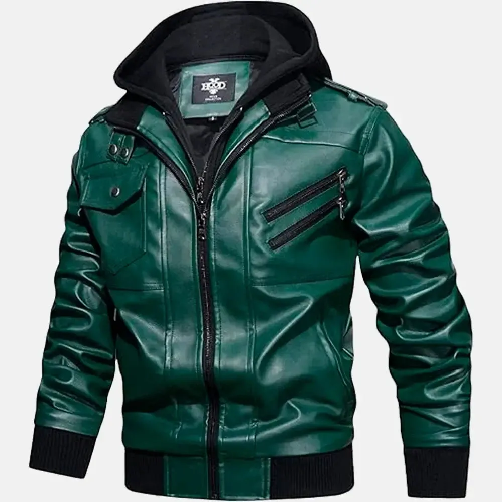 Wilderness Removable Hooded Leather Jacket