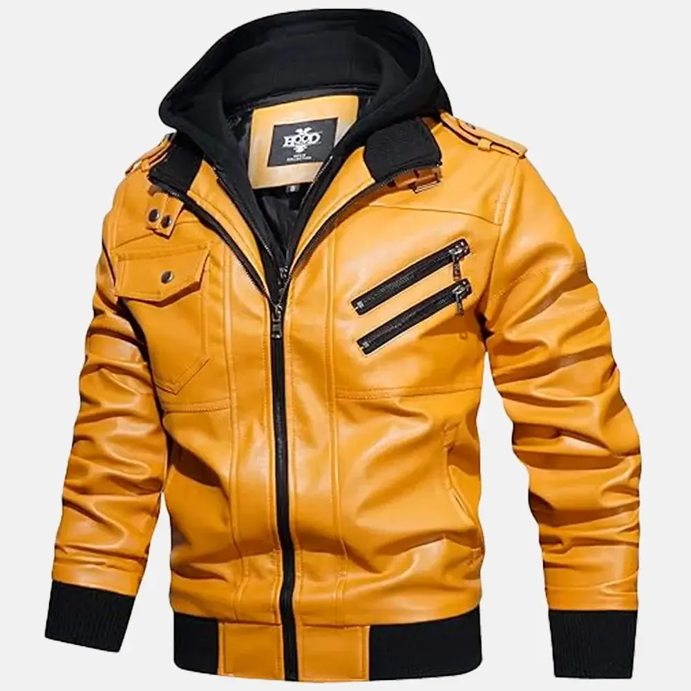 Wilderness Removable Hooded Leather Jacket