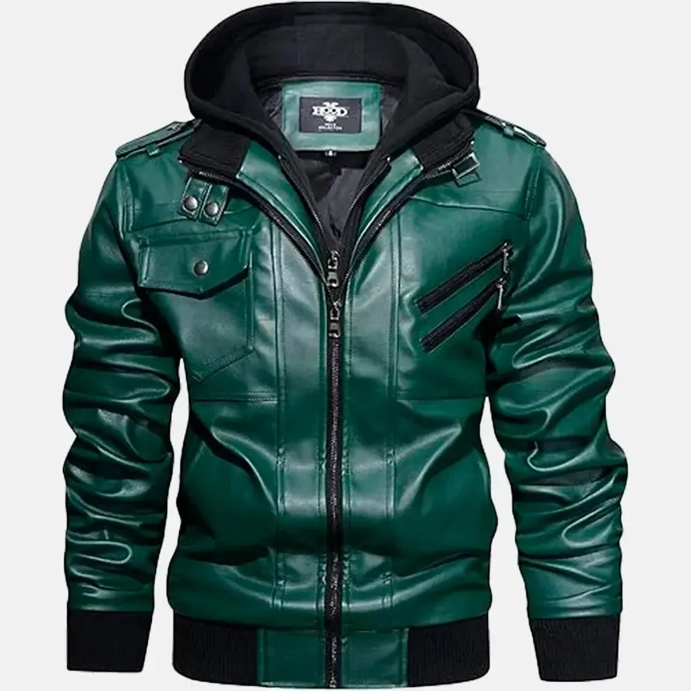 Wilderness Removable Hooded Leather Jacket