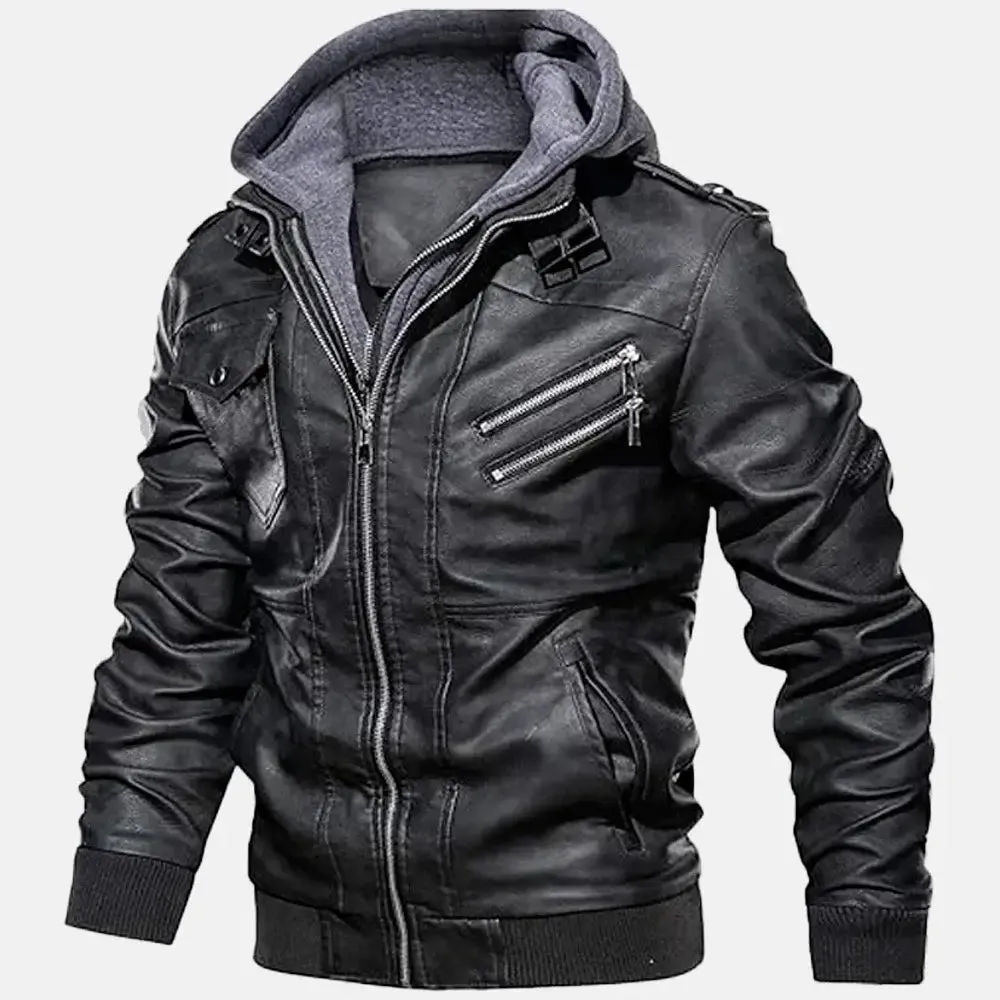 Wilderness Removable Hooded Leather Jacket