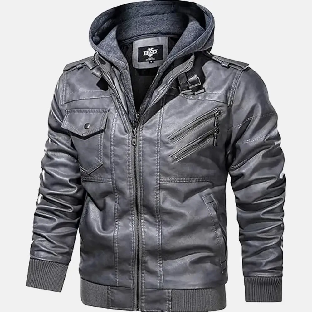 Wilderness Removable Hooded Leather Jacket