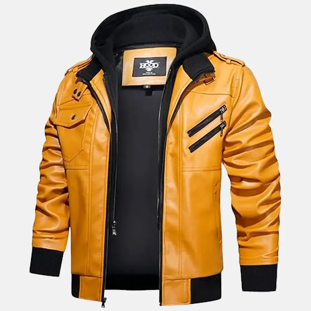 Wilderness Removable Hooded Leather Jacket