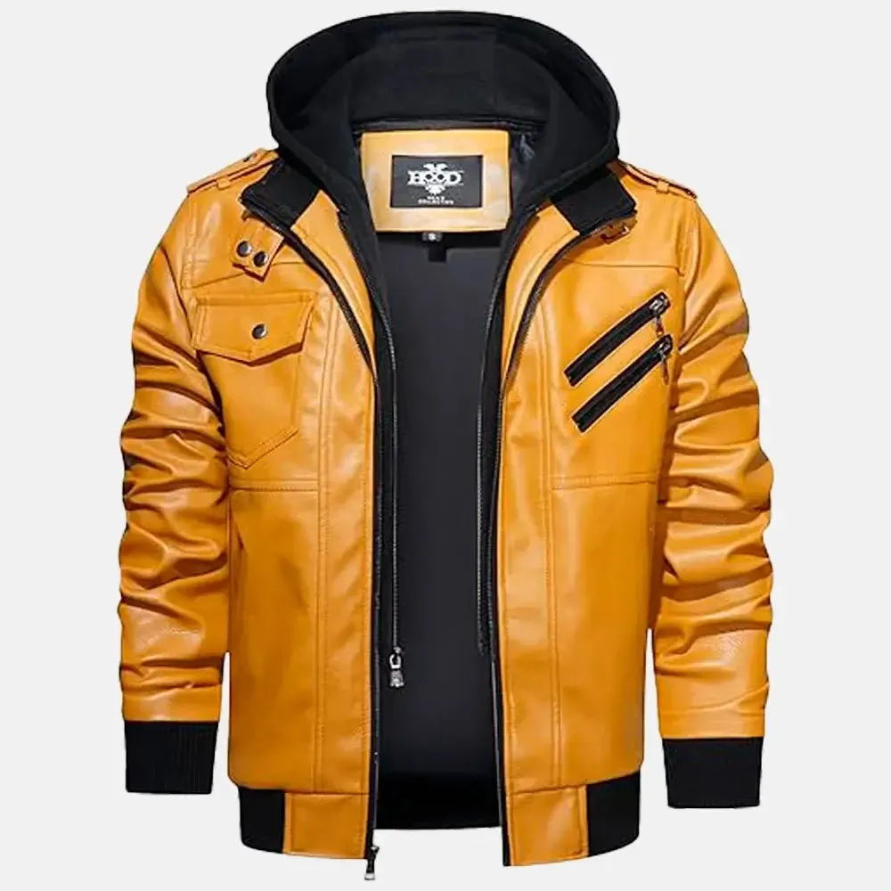 Wilderness Removable Hooded Leather Jacket