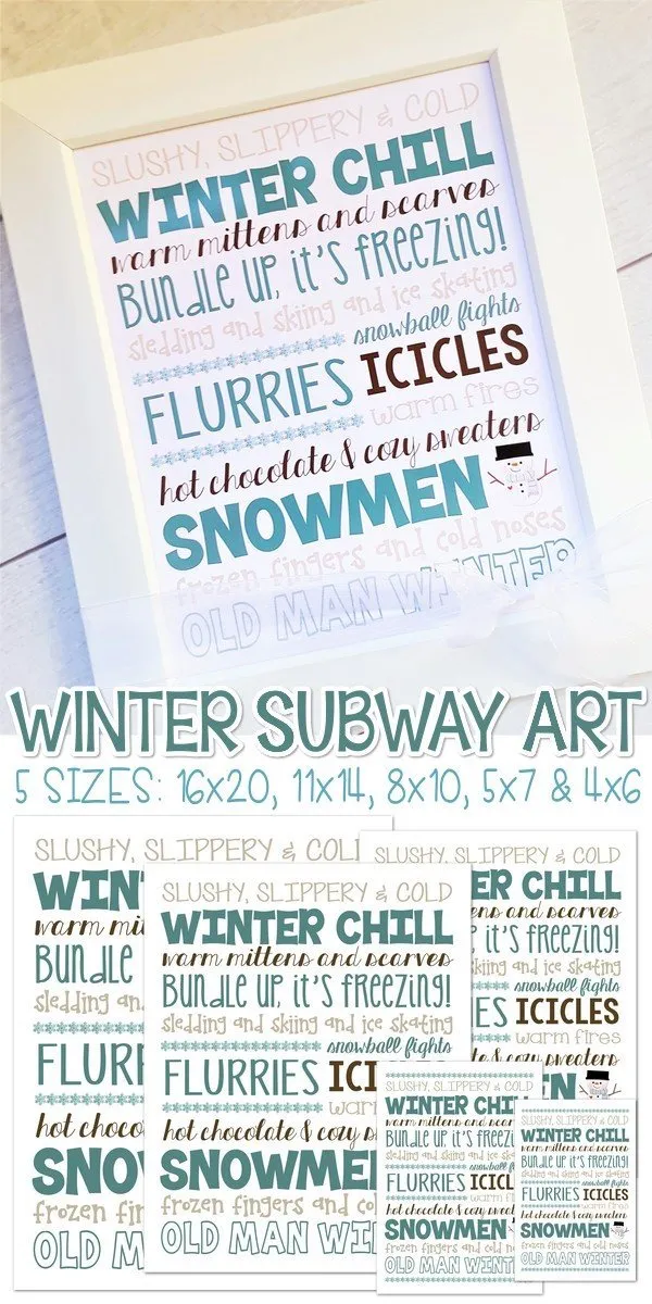 Winter or January Subway Art PRINTABLE