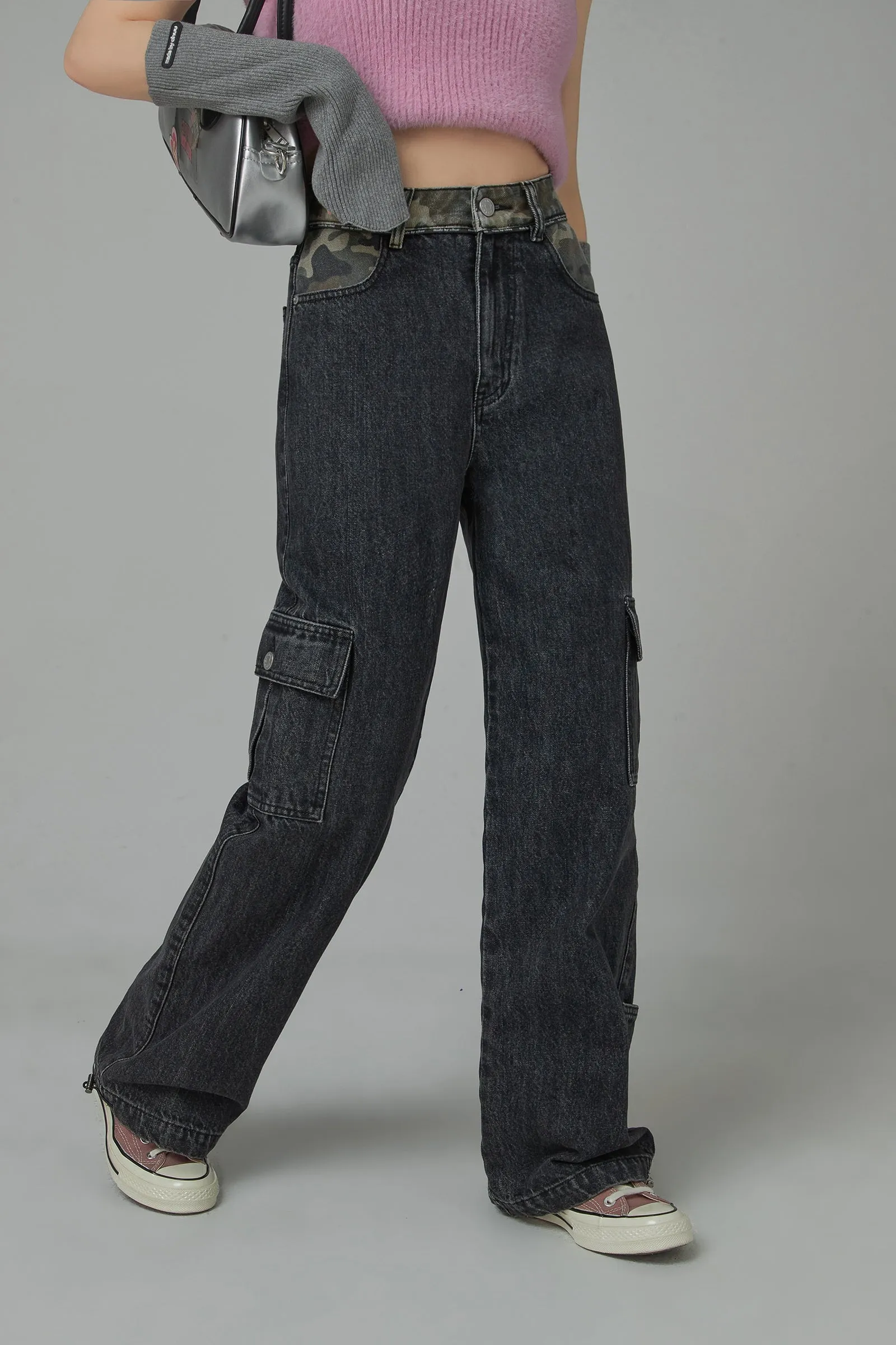 Winter Roadtrip Cargo String Straight Denim Jeans