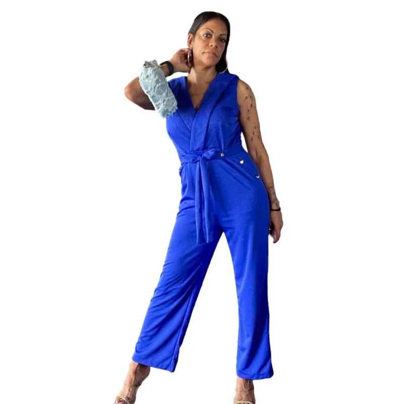 Women One Piece Tie Weight Jumpsuit