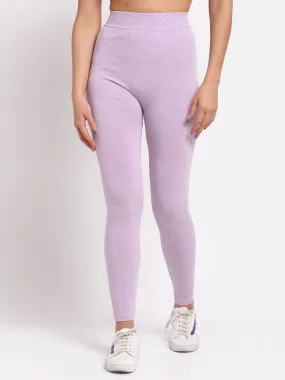 Women Purple Solid Legging