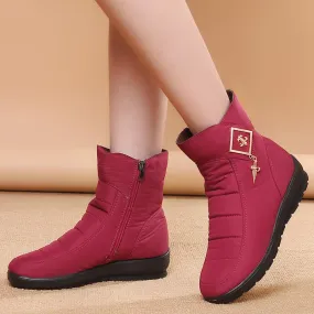 Women winter waterproof faux fur keep warm ankle snow boots