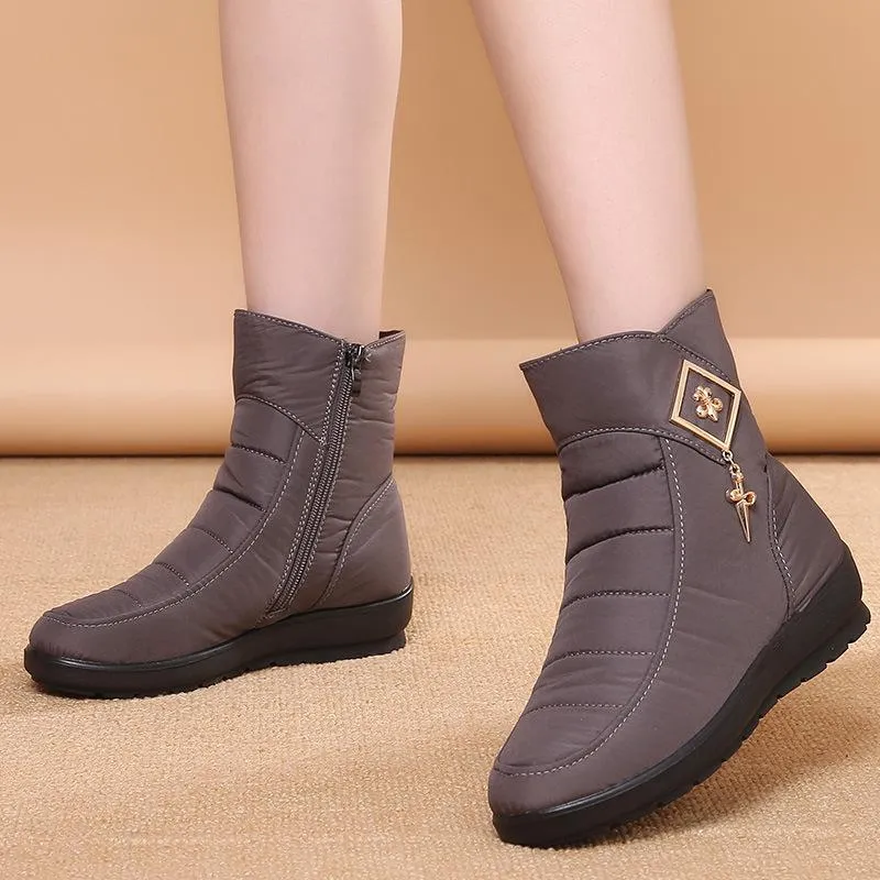 Women winter waterproof faux fur keep warm ankle snow boots