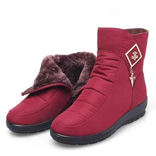 Women winter waterproof faux fur keep warm ankle snow boots