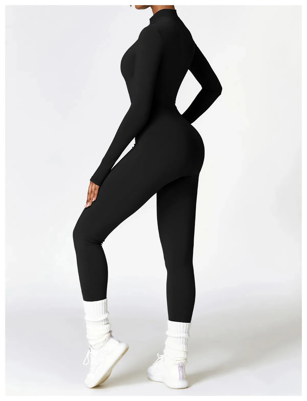 Women’s Gym Jumpsuit with Fleece Lining Winter Workout Outfit