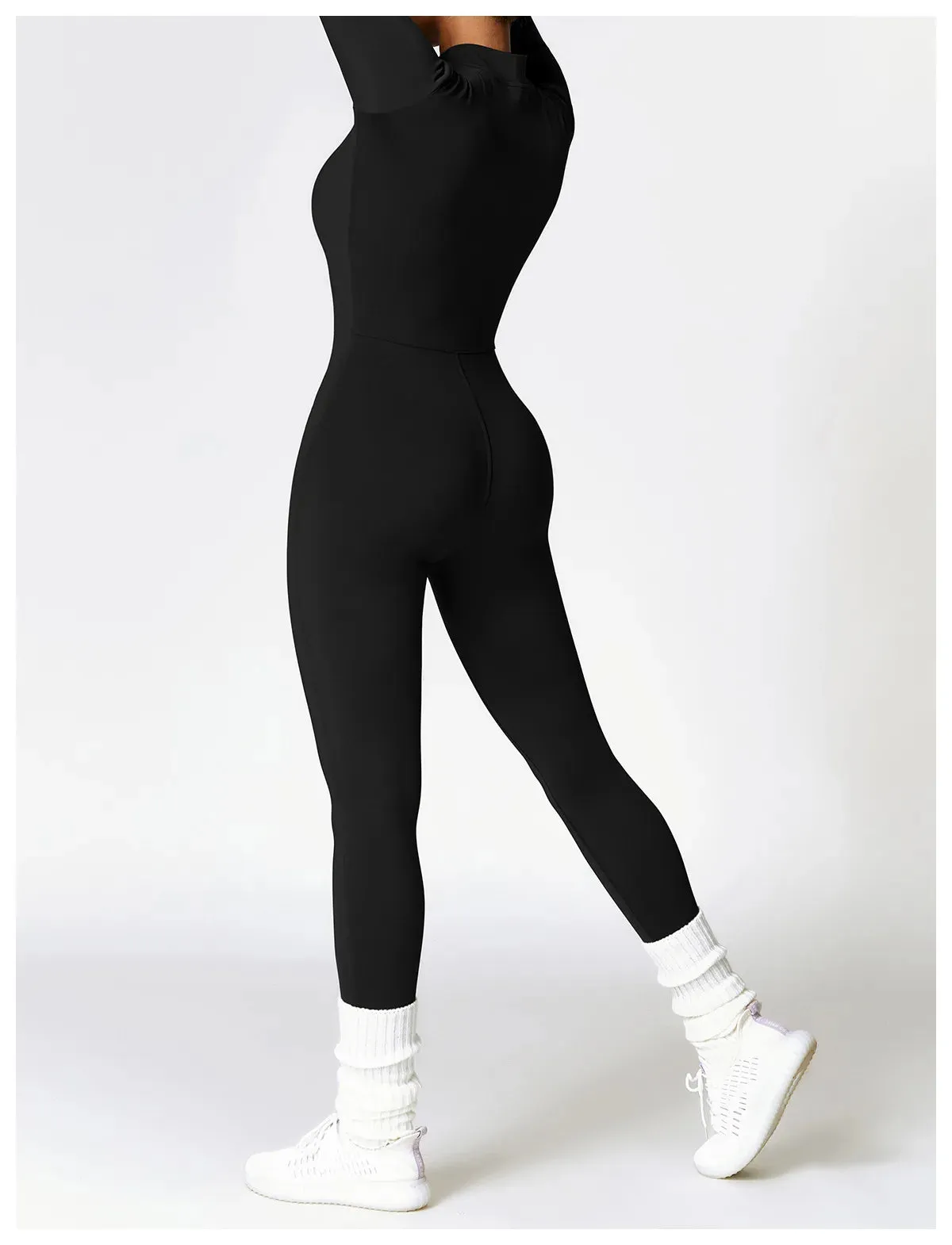 Women’s Gym Jumpsuit with Fleece Lining Winter Workout Outfit