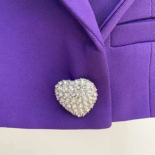 Women's Heart Jewellery and Bows Decoration Short Loose Fit Blazer Jacket Coat